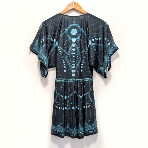 BlackMilk moon phases teal silky playsuit romper celestial size S Witchy Gothic - Picture 4 of 6